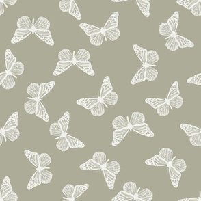 butterfly fabric - girl butterfly fabric, rust baby fabric, earth toned fabric - sage sfx0110