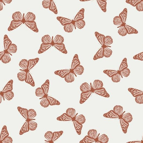 butterfly fabric - girl butterfly fabric, rust baby fabric, earth toned fabric - clay sfx1441