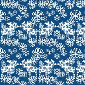 Scandinavian  snowflake moose in Classic Blue