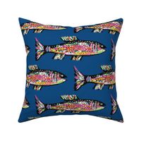 Rainbow trout on a Pantone 2020 Classic Blue Background-ch