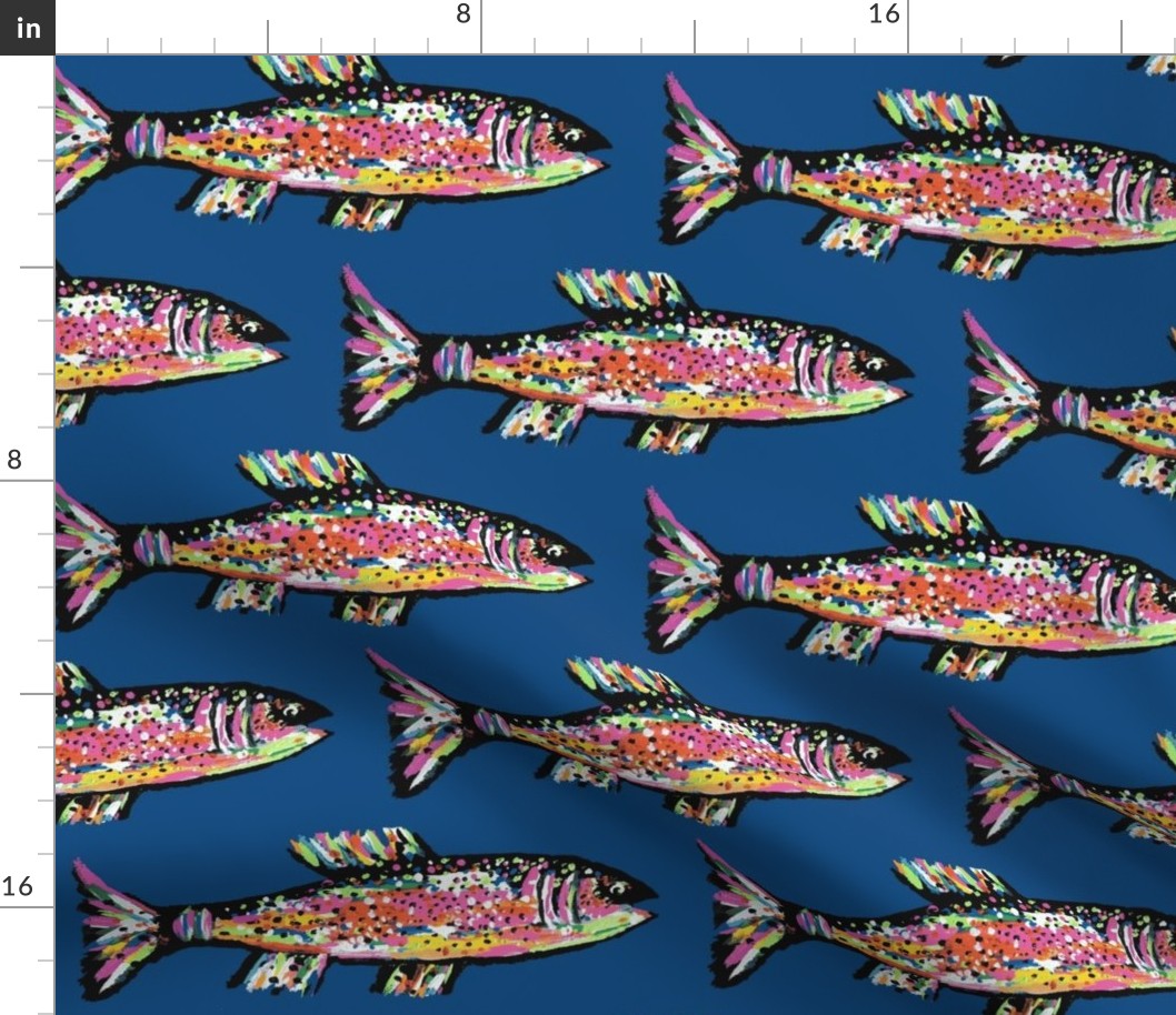 Rainbow trout on a Pantone 2020 Classic Blue Background-ch