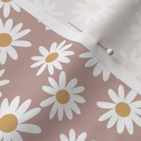 daisy print fabric - daisies, daisy fabric, baby fabric, spring fabric, baby girl, earthy - caramel