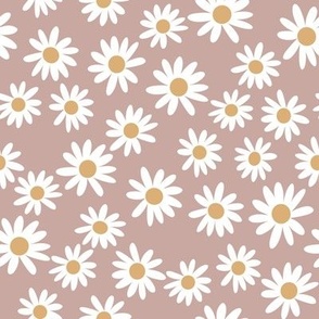 daisy print fabric - daisies, daisy fabric, baby fabric, spring fabric, baby girl, earthy - caramel