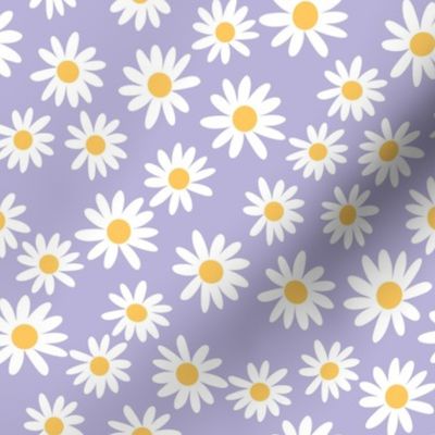 daisy print fabric - daisies, daisy fabric, baby fabric, spring fabric, baby girl, earthy - lilac