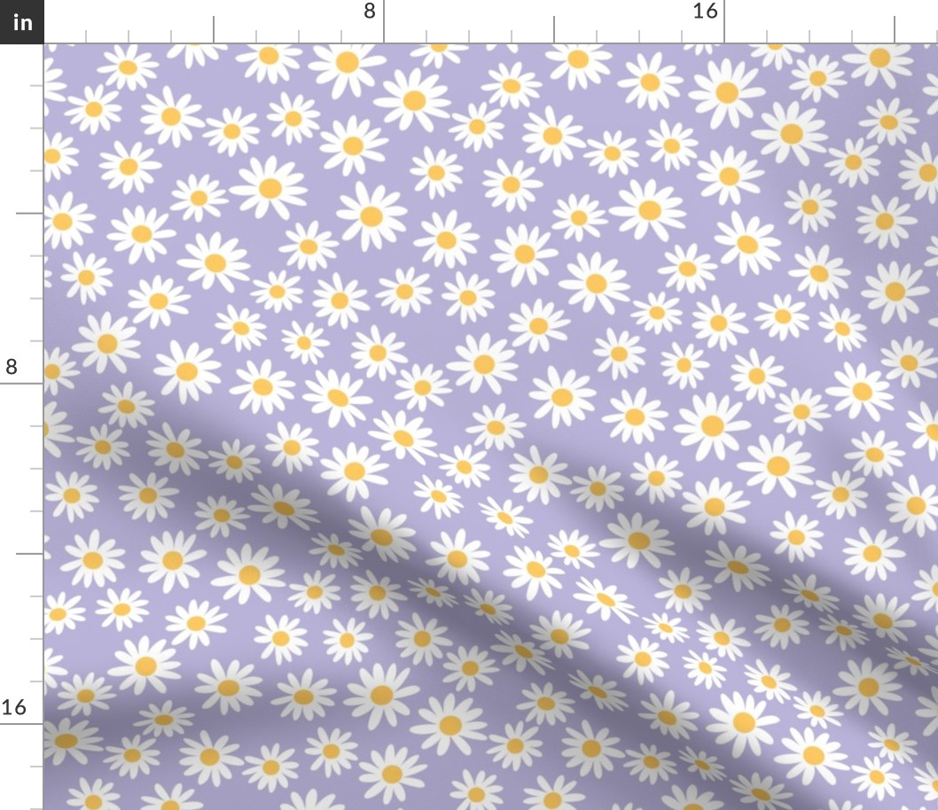 daisy print fabric - daisies, daisy fabric, baby fabric, spring fabric, baby girl, earthy - lilac