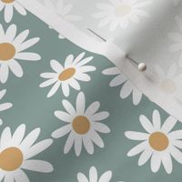 daisy print fabric - daisies, daisy fabric, baby fabric, spring fabric, baby girl, earthy - ocean