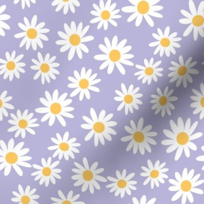 daisy print fabric - daisies, daisy fabric, baby fabric, spring fabric, baby girl, earthy - lavender