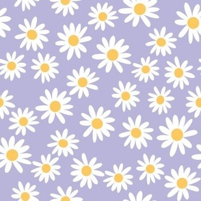 daisy print fabric - daisies, daisy fabric, baby fabric, spring fabric, baby girl, earthy - lavender