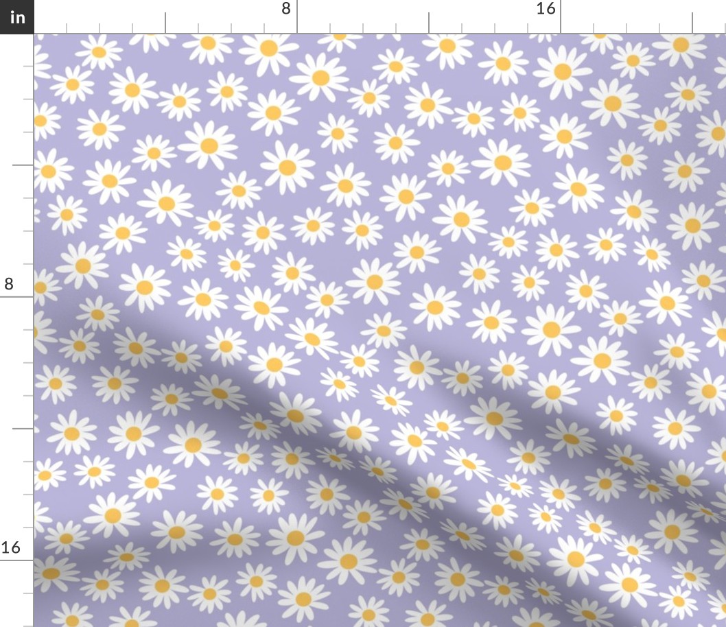 daisy print fabric - daisies, daisy fabric, baby fabric, spring fabric, baby girl, earthy - lavender