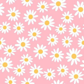 daisy print fabric - daisies, daisy fabric, baby fabric, spring fabric, baby girl, earthy - bright pink