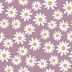 daisy print fabric - daisies, daisy fabric, baby fabric, spring fabric, baby girl, earthy - purple