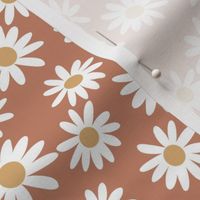 daisy print fabric - daisies, daisy fabric, baby fabric, spring fabric, baby girl, earthy - cinnamon