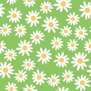 daisy print fabric - daisies, daisy fabric, baby fabric, spring fabric, baby girl, earthy - bright lime