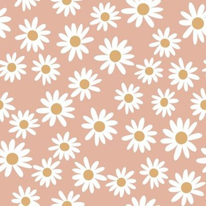 daisy print fabric - daisies, daisy fabric, baby fabric, spring fabric, baby girl, earthy - sand