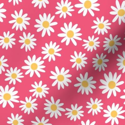 daisy print fabric - daisies, daisy fabric, baby fabric, spring fabric, baby girl, earthy - magenta