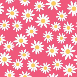 daisy print fabric - daisies, daisy fabric, baby fabric, spring fabric, baby girl, earthy - magenta