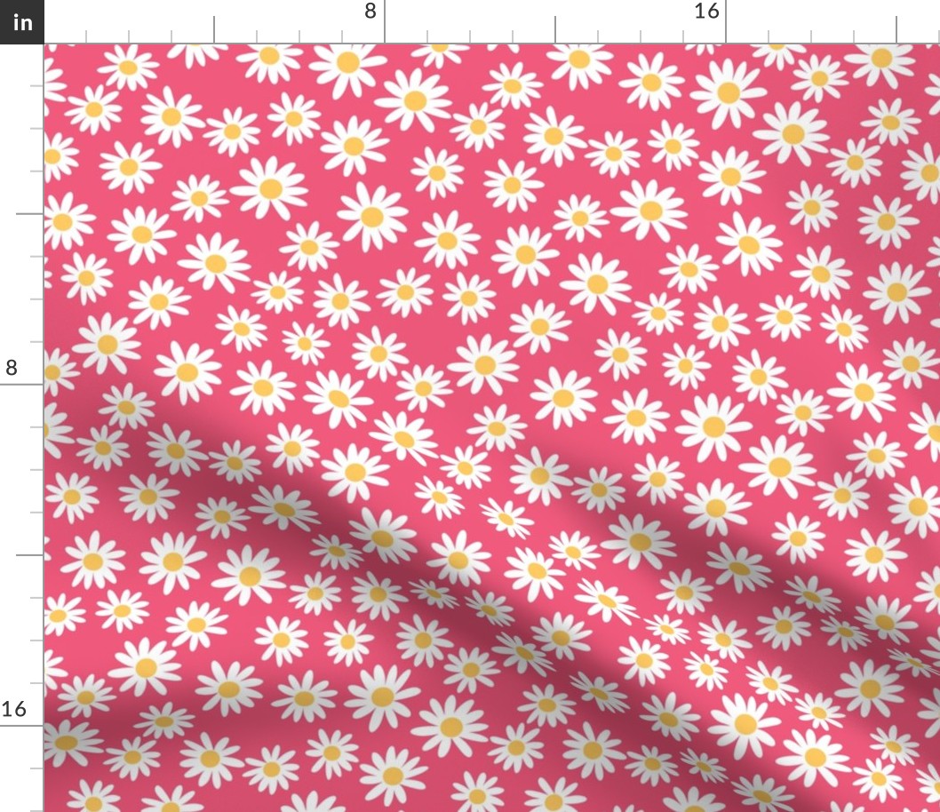 daisy print fabric - daisies, daisy fabric, baby fabric, spring fabric, baby girl, earthy - magenta