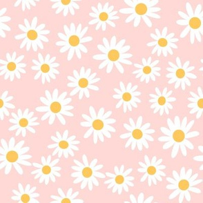 daisy print fabric - daisies, daisy fabric, baby fabric, spring fabric, baby girl, earthy - pastel pink