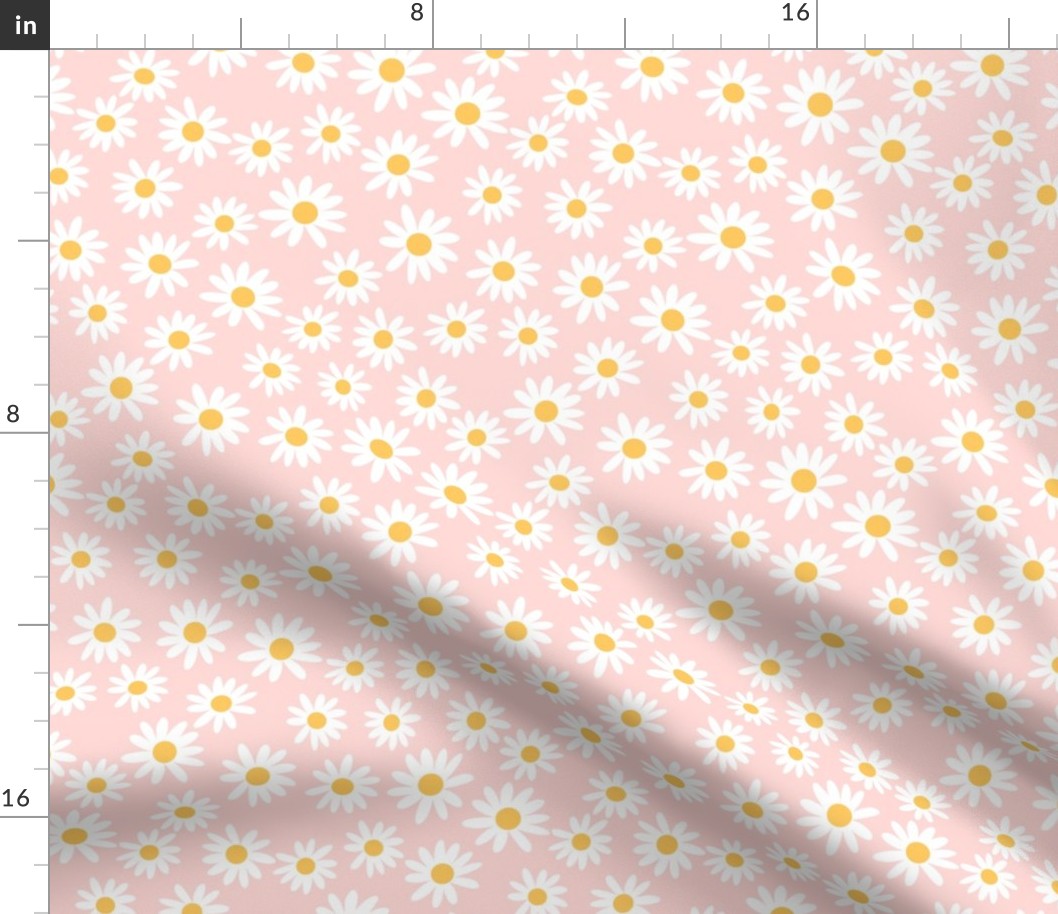 daisy print fabric - daisies, daisy fabric, baby fabric, spring fabric, baby girl, earthy - pastel pink