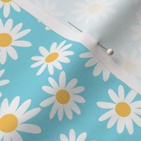 daisy print fabric - daisies, daisy fabric, baby fabric, spring fabric, baby girl, earthy - aqua