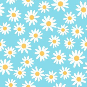 daisy print fabric - daisies, daisy fabric, baby fabric, spring fabric, baby girl, earthy - aqua