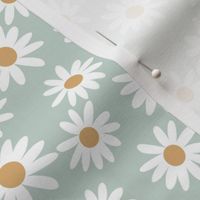 daisy print fabric - daisies, daisy fabric, baby fabric, spring fabric, baby girl, earthy - sage