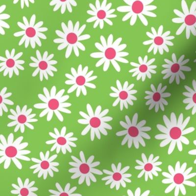 daisy print fabric - daisies, daisy fabric, baby fabric, spring fabric, baby girl, earthy - lime