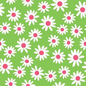 daisy print fabric - daisies, daisy fabric, baby fabric, spring fabric, baby girl, earthy - lime