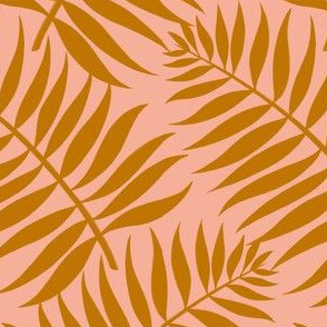 Palm Fronds - Copper on Apricot by Heather Anderson