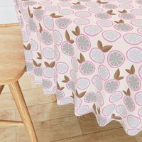 Summer citrus garden little lime and orange slices minimal fruit design pink brown