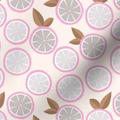 Summer citrus garden little lime and orange slices minimal fruit design pink brown