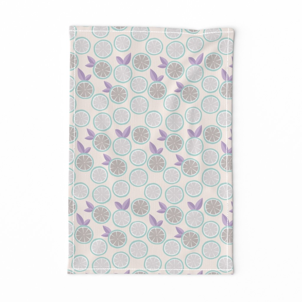 Summer citrus garden little lime and orange slices minimal fruit design mint blue lilac