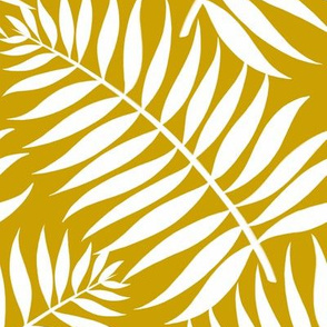 Palm Fronds - White on Ochre