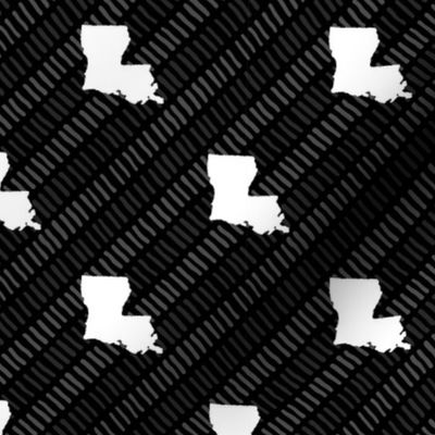 Louisiana State Shape Pattern Black and White Stripes