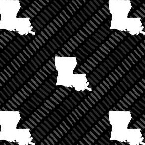 Louisiana State Shape Pattern Black and White Stripes