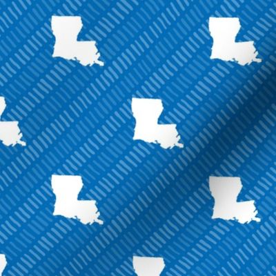 Louisiana State Shape Pattern Blue and White Stripes