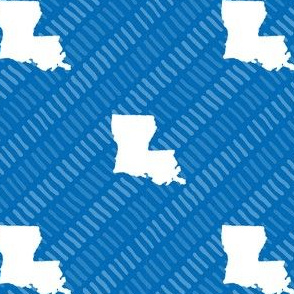 Louisiana State Shape Pattern Blue and White Stripes