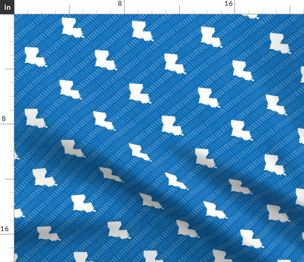 Louisiana State Shape Pattern Blue and White Stripes