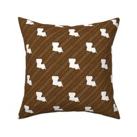 Louisiana State Shape Pattern Brown and White Stripes