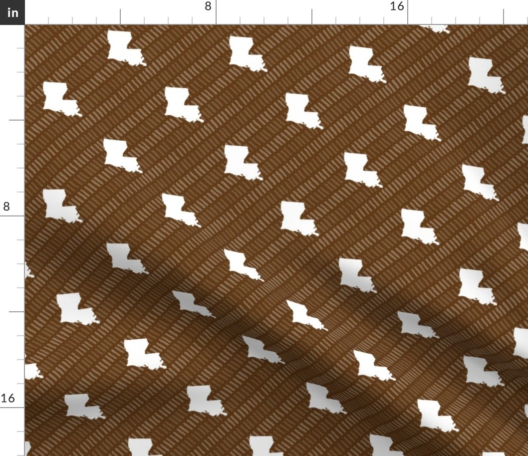 Louisiana State Shape Pattern Brown and White Stripes