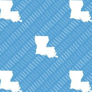 Louisiana State Shape Pattern Light Blue and White 