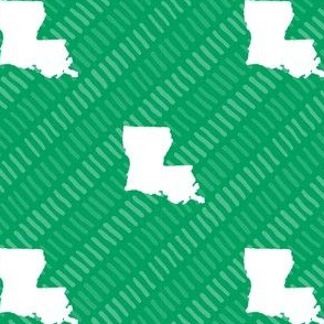 Louisiana State Shape Pattern Green and White Stripes