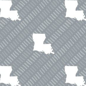 Louisiana State Shape Pattern Grey and White Stripes