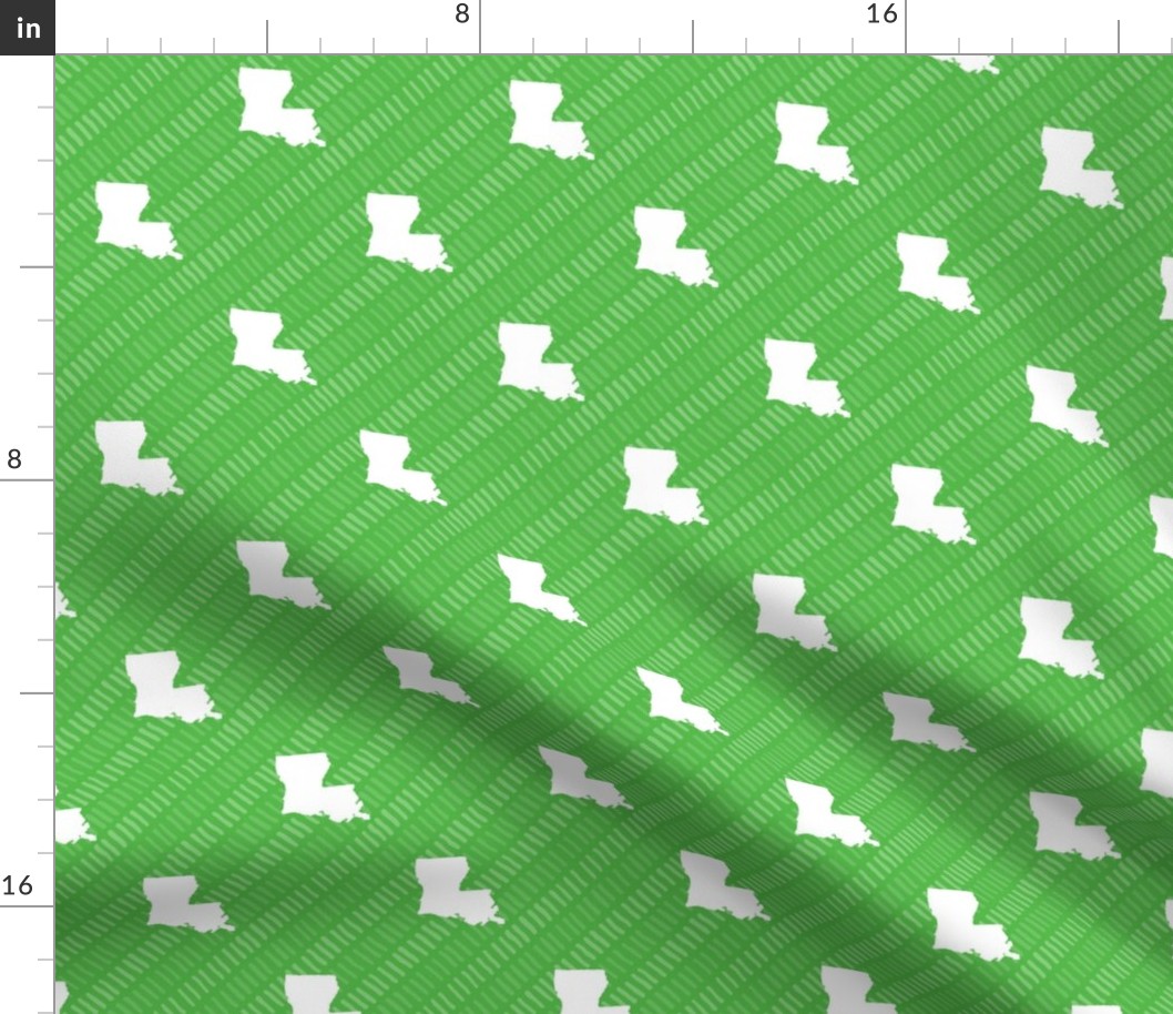 Louisiana State Shape Pattern Lime Green and White Stripes