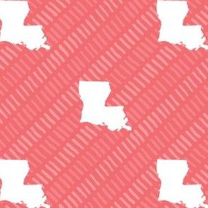 Louisiana State Shape Pattern Coral and White Stripes