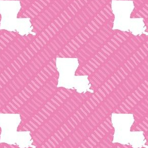 Louisiana State Shape Pattern Pink and White Stipes