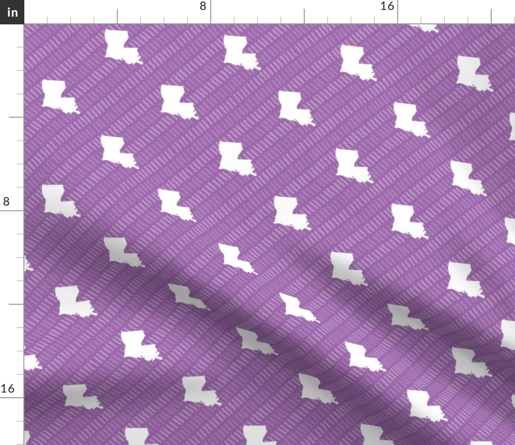 Louisiana State Shape Pattern Purple and White Stripes