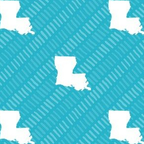 Louisiana State Shape Pattern Teal and White Stripes