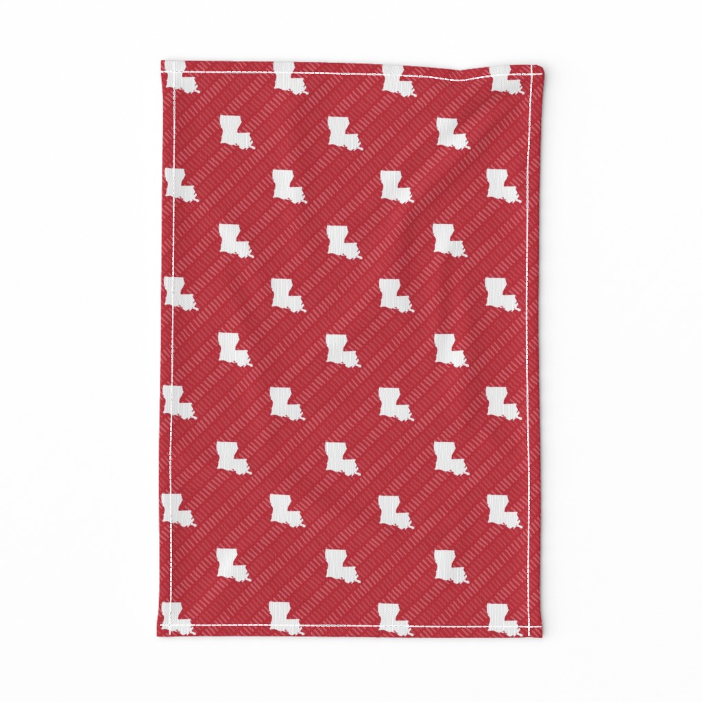 Louisiana State Shape Pattern Red and White Stripes