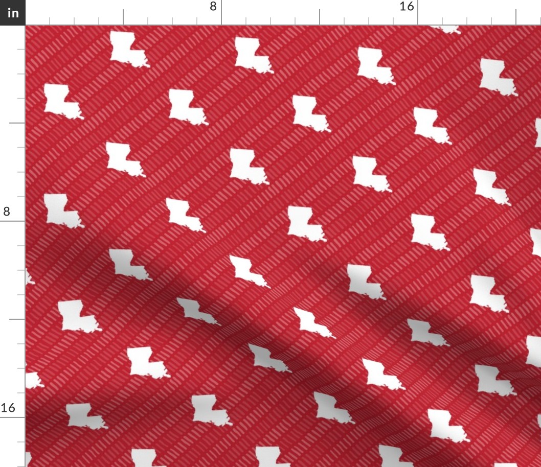 Louisiana State Shape Pattern Red and White Stripes